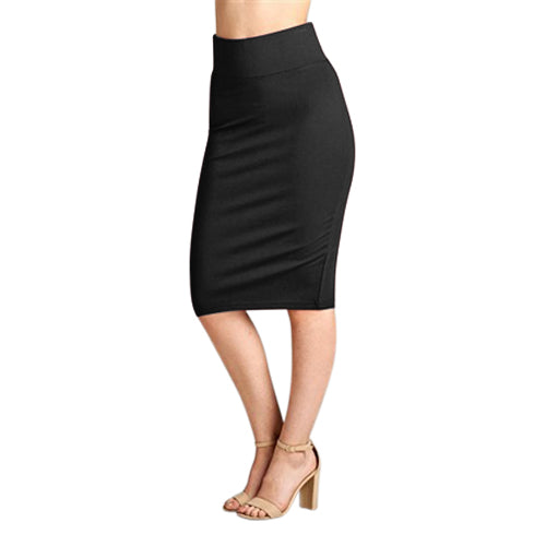 Ponte Knee-Length Pencil Skirt Black