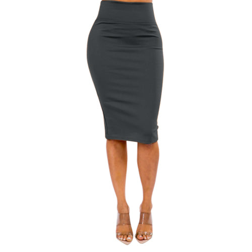 Ponte Knee-Length Pencil Skirt Charcoal