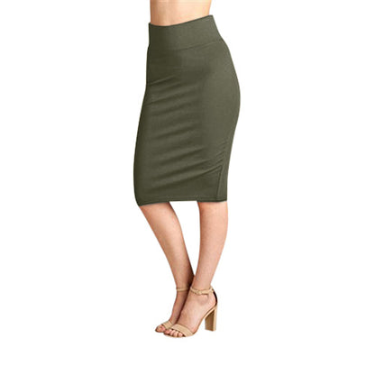 Ponte Knee-Length Pencil Skirt in Olive
