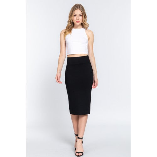 S13760 Ponte Pencil Skirt Black