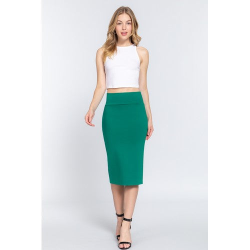 S13760 Ponte Pencil Skirt Green