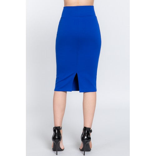 Ponte Pencil Skirt Royal Blue