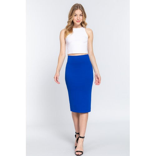 S13760 Ponte Pencil Skirt Royal Blue
