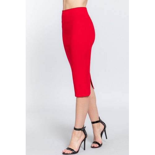 Ponte Pencil Skirt Red