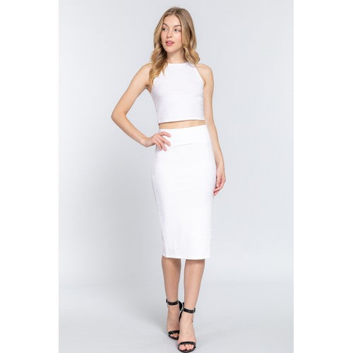 S13760 Ponte Pencil Skirt Off White