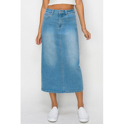 90345 Basic Jean Maxi Skirt Light Denim