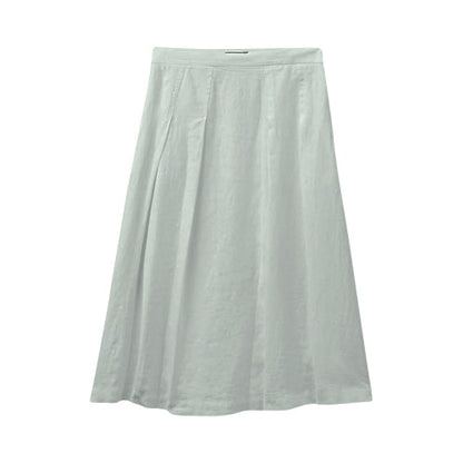 Benetton 100% Linen A-Line Skirt in Pale Olive