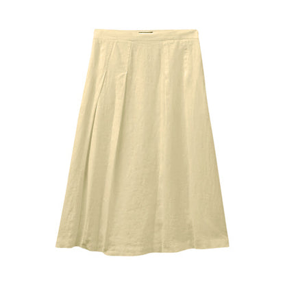 Benetton 100% Linen A-Line Skirt in Yellow