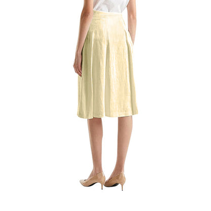 Benetton 100% Linen A-Line Skirt in Yellow