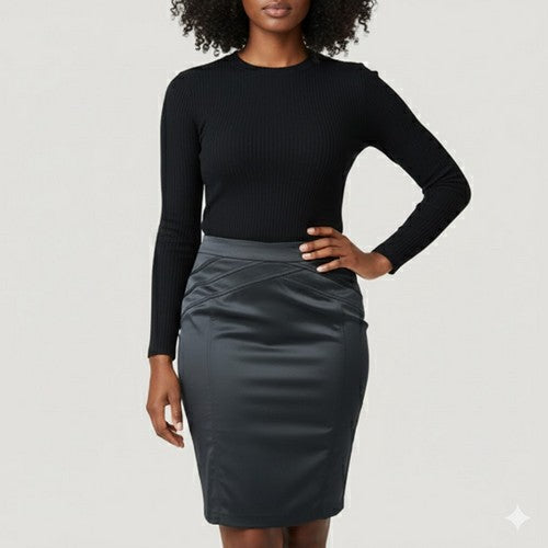 Kaz Angled Seam Pencil Skirt in Black