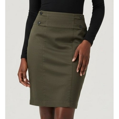 Kaz 4-Button Work Skirt in Brown