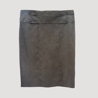 Kaz 4-Button Work Skirt in Brown