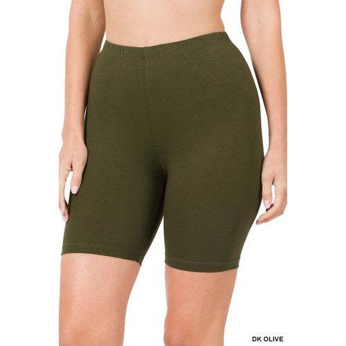 OP-1802AB Premium Cotton Biker Shorts Dark Olive