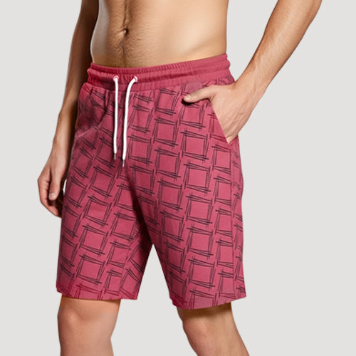 H&M Divided Hatch Print Jogger Shorts in Maroon