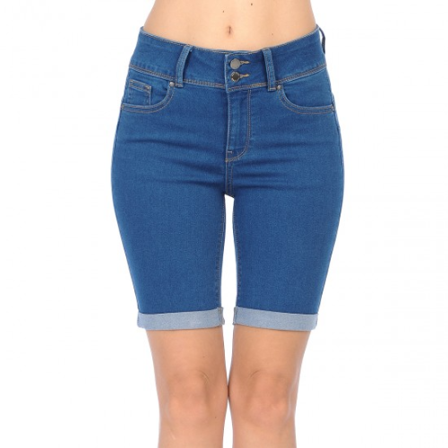 Wax Jean Push Up Bermuda Jean Shorts in Medium Denim