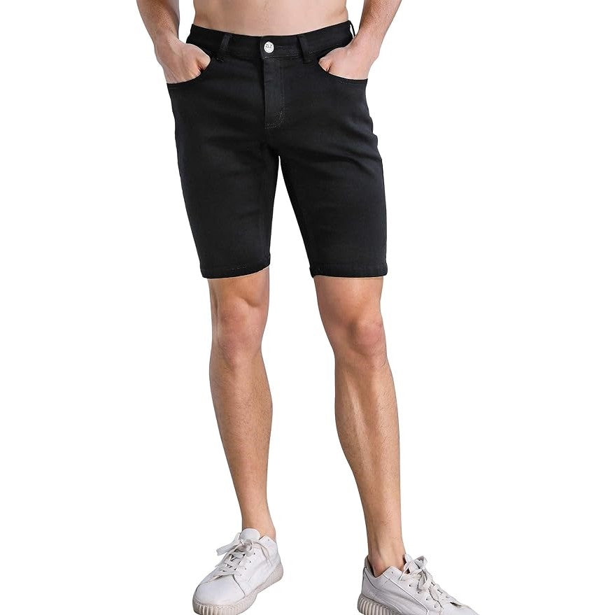 Next Slim Fit Stretch Denim Shorts Black