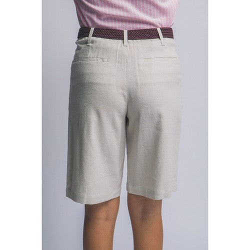 Linen Blend Bermuda Shorts in Natural