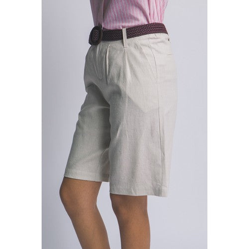 Linen Blend Bermuda Shorts in Natural