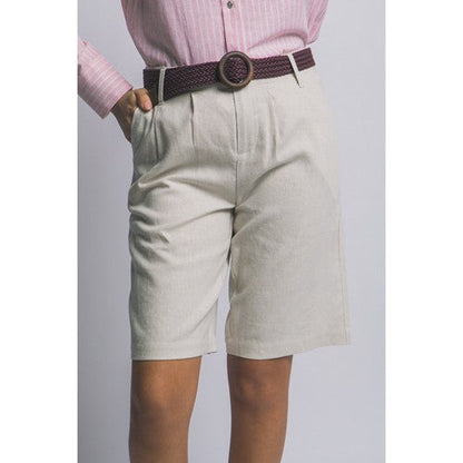 Linen Blend Bermuda Shorts in Natural
