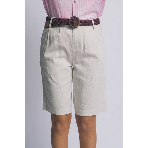 60109PN Linen Bermuda Shorts in Natural