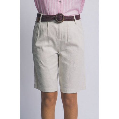 60109PN Linen Bermuda Shorts in Natural