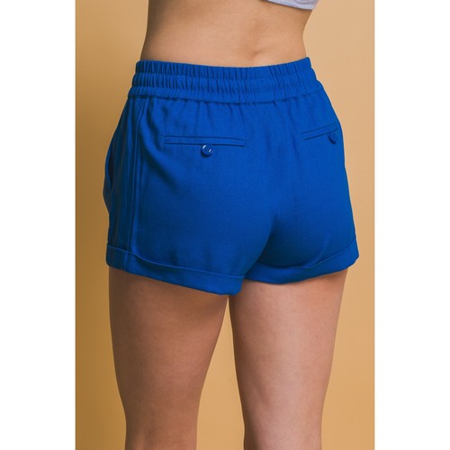 Linen Blend Shorts in Cobalt
