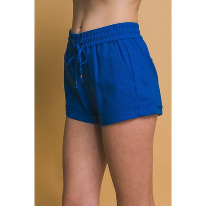 Linen Blend Shorts in Cobalt