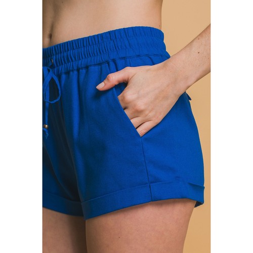 Linen Blend Shorts in Cobalt