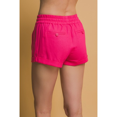 Linen Blend Shorts in Fuchsia