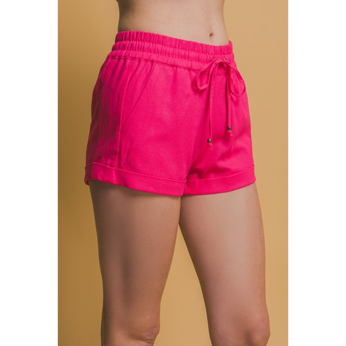 Linen Blend Shorts in Fuchsia