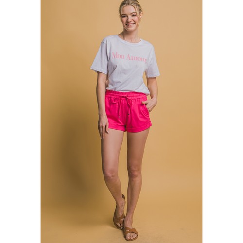 Linen Blend Shorts in Fuchsia