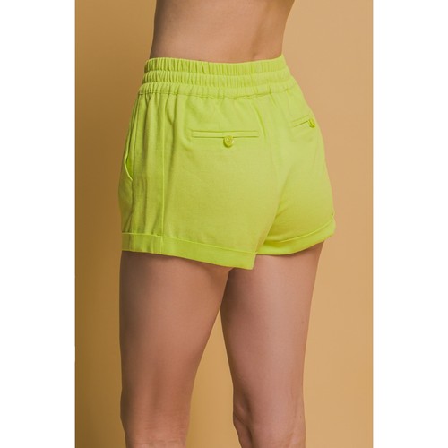 Linen Blend Shorts in Lime