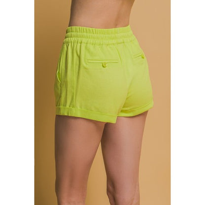 Linen Blend Shorts in Lime