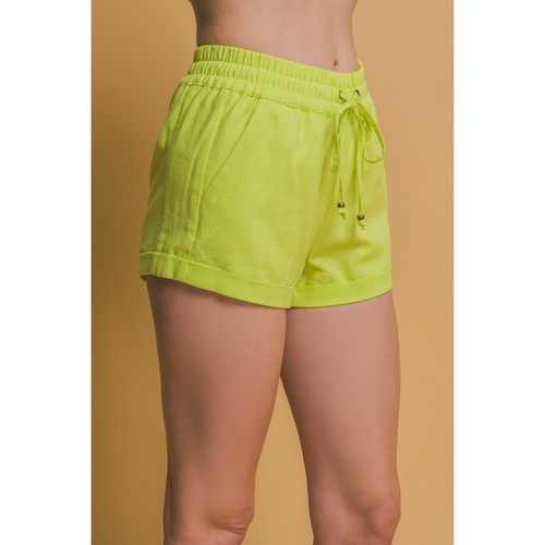 Linen Blend Shorts in Lime