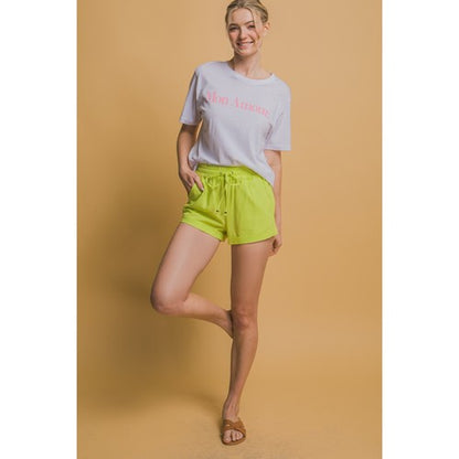 Linen Blend Shorts in Lime