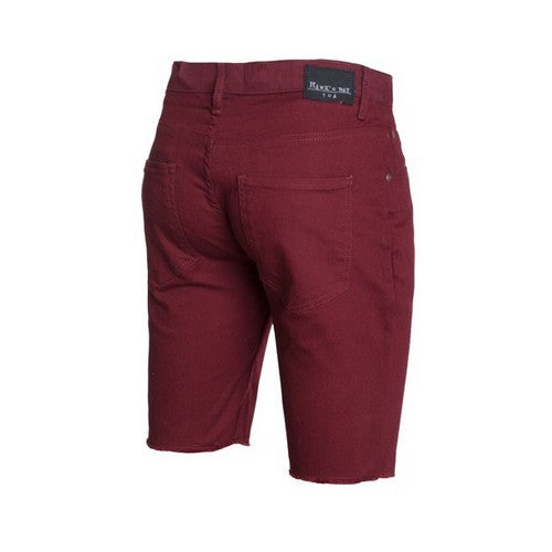 Hawks Bay Slim Fit Denim Shorts Burgundy