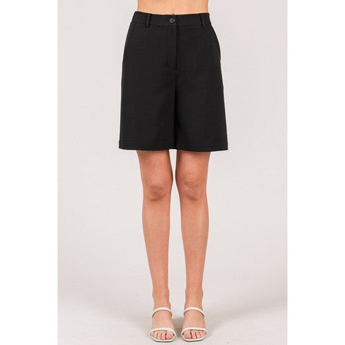 940084-TW178 Ponte Bermuda Shorts in Black