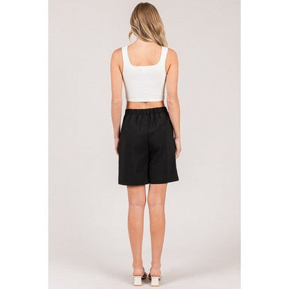 Ponte Elasticated Waist Bermuda Shorts in Black