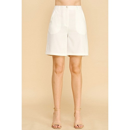 940084-TW178 Ponte Bermuda Shorts in Ivory