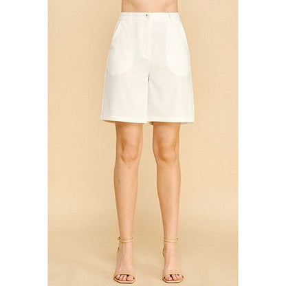 940084-TW178 Ponte Bermuda Shorts in Ivory