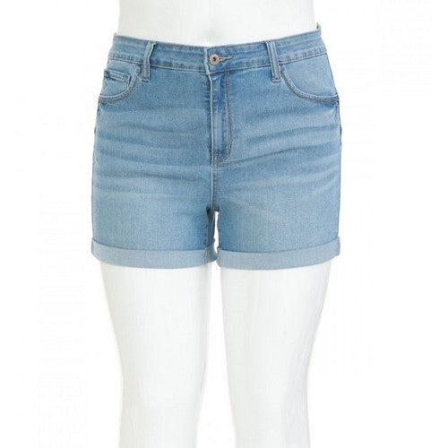 90232XL Wax Jean Plus Size Repreve High Waist Push-Up Denim Shorts Light Denim
