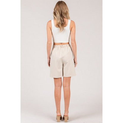 Ponte Elasticated Waist Bermuda Shorts in Oyster