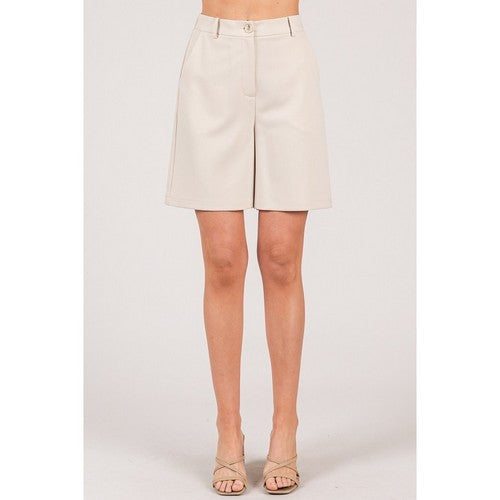940084-TW178 Ponte Bermuda Shorts in Oyster