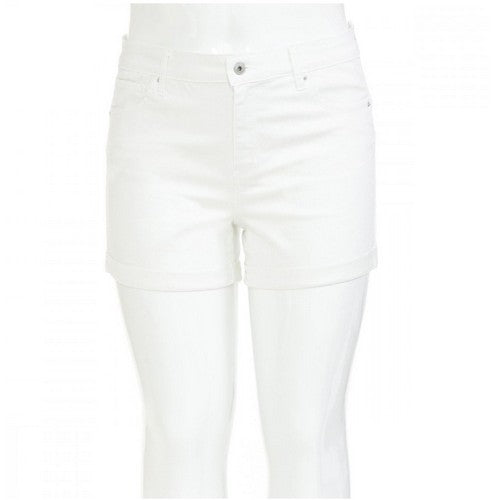 90232XL Wax Jean Plus Size Repreve High Waist Push-Up Denim Shorts White