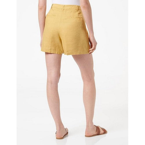 Benetton Linen Baggy Shorts in Light Mustard
