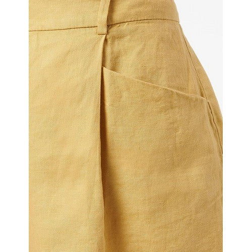Benetton Linen Baggy Shorts in Light Mustard