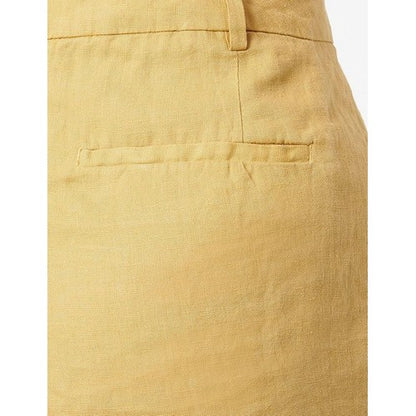 Benetton Linen Baggy Shorts in Light Mustard