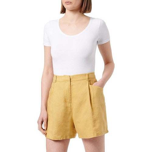 Benetton Linen Baggy Shorts in Light Mustard