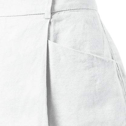 Benetton Linen Baggy Shorts in White