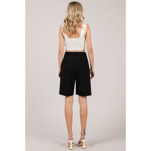 Twill Bermuda Shorts in Black